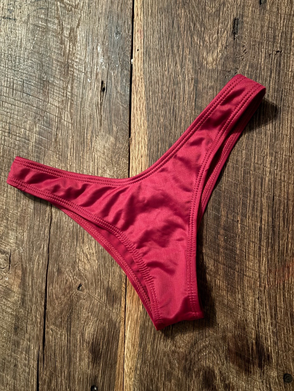 Red Bikini Thong Bottom - Solid Scarlet Swimwear